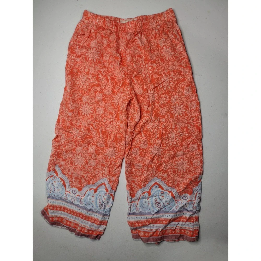 btween Girls Orange Floral Print Palazzo Pants‎ Size 6